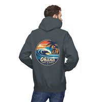 Load image into Gallery viewer, Ohana Surf Hoodie — &quot;Ohana First Always&quot; Tropical Beach Pullover
