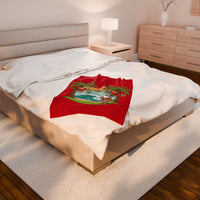 Load image into Gallery viewer, Mele Kalikimaka Velveteen Plush Blanket - Tropical Santa Christmas Throw
