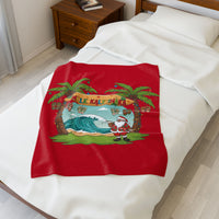 Load image into Gallery viewer, Mele Kalikimaka Velveteen Plush Blanket - Tropical Santa Christmas Throw
