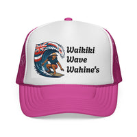 Load image into Gallery viewer, Waikiki Wave Wahine&#39;s Trucker Cap — Hawaiian Surfing Mesh Hat
