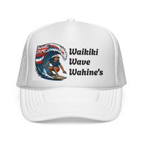 Load image into Gallery viewer, Waikiki Wave Wahine&#39;s Trucker Cap — Hawaiian Surfing Mesh Hat

