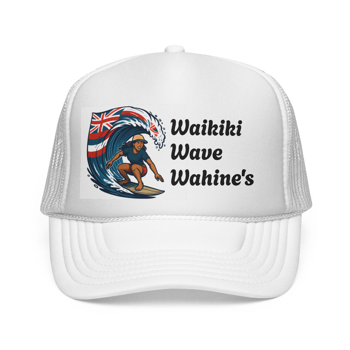 Waikiki Wave Wahine's Trucker Cap — Hawaiian Surfing Mesh Hat