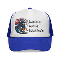Load image into Gallery viewer, Waikiki Wave Wahine&#39;s Trucker Cap — Hawaiian Surfing Mesh Hat

