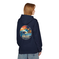 Load image into Gallery viewer, Ohana Surf Hoodie — &quot;Ohana First Always&quot; Tropical Beach Pullover
