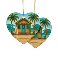 Load image into Gallery viewer, Beachhouse Ceramic Ornament — Tropical Beachfront Tree Decoration
