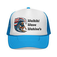 Load image into Gallery viewer, Waikiki Wave Wahine&#39;s Trucker Cap — Hawaiian Surfing Mesh Hat
