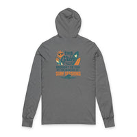 Load image into Gallery viewer, Surf Sessions &quot;This Grin&quot; Hooded Long Sleeve Tee — Retro Beach Surf Graphic
