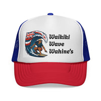 Load image into Gallery viewer, Waikiki Wave Wahine&#39;s Trucker Cap — Hawaiian Surfing Mesh Hat
