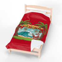 Load image into Gallery viewer, Mele Kalikimaka Velveteen Plush Blanket - Tropical Santa Christmas Throw
