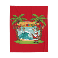 Load image into Gallery viewer, Mele Kalikimaka Velveteen Plush Blanket - Tropical Santa Christmas Throw
