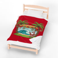Load image into Gallery viewer, Mele Kalikimaka Velveteen Plush Blanket - Tropical Santa Christmas Throw
