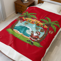 Load image into Gallery viewer, Mele Kalikimaka Velveteen Plush Blanket - Tropical Santa Christmas Throw
