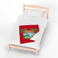 Load image into Gallery viewer, Mele Kalikimaka Velveteen Plush Blanket - Tropical Santa Christmas Throw
