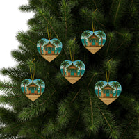 Load image into Gallery viewer, Beachhouse Ceramic Ornament — Tropical Beachfront Tree Decoration
