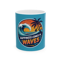 Load image into Gallery viewer, Coffee Mug - Happiness Comes In Waves Design
