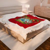 Load image into Gallery viewer, Mele Kalikimaka Velveteen Plush Blanket - Tropical Santa Christmas Throw
