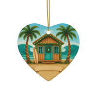 Load image into Gallery viewer, Beachhouse Ceramic Ornament — Tropical Beachfront Tree Decoration
