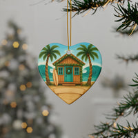 Load image into Gallery viewer, Beachhouse Ceramic Ornament — Tropical Beachfront Tree Decoration
