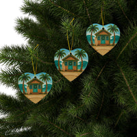 Load image into Gallery viewer, Beachhouse Ceramic Ornament — Tropical Beachfront Tree Decoration
