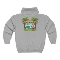 Load image into Gallery viewer, Christmas Santa Surf Zip-Up Hoodie – Island Holiday Surfing Santa Graphic
