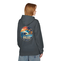 Load image into Gallery viewer, Ohana Surf Hoodie — &quot;Ohana First Always&quot; Tropical Beach Pullover
